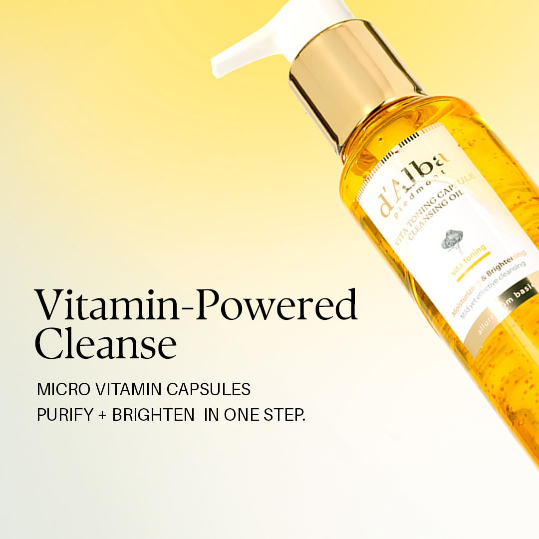 White Smoke d'alba Piedmont Vita Toning Capsule Cleansing Oil (5.07 fl oz.), Vegan Skincare, Deep Cleansing Face Oil with Vitamin C, Glutathione & White Truffle, Makeup Remover, Pore Care