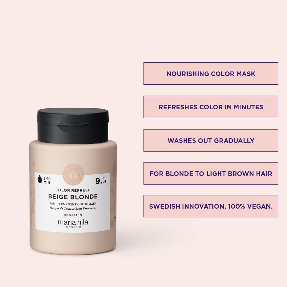 Misty Rose Maria Nila Color Refresh, Beige Blonde 3.4 Fl Oz, Cool-toned Soft Beige Hair, Semi-Permanent Pigments, 100% Vegan & Sulfate/Paraben free