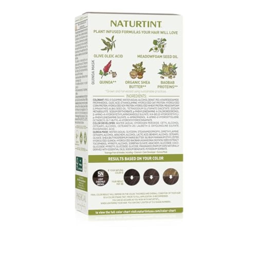 Light Gray Naturtint 5N Light Chestnut Brown Permanent Hair Color (Pack of 6), Ammonia Free, Vegan, Cruelty Free, up to 100% Gray Coverage, Long Lasting Results (Packaging may vary)