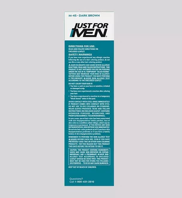 Cadet Blue Just For Men Color Gel Mustache & Beard M-45, Dark Brown (Value Pack Of 4)