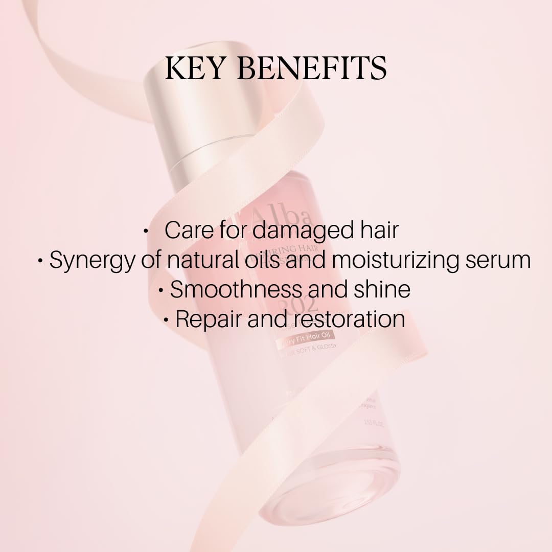 Misty Rose d'alba Piedmont Professional Reparing Hair Oil Serum (2.54 fl oz), Silky and Glossy Hair, Lightweight & Airy Finish, Argan Oil, Amino Acid, Protein Complex, Rose Freesia Scent