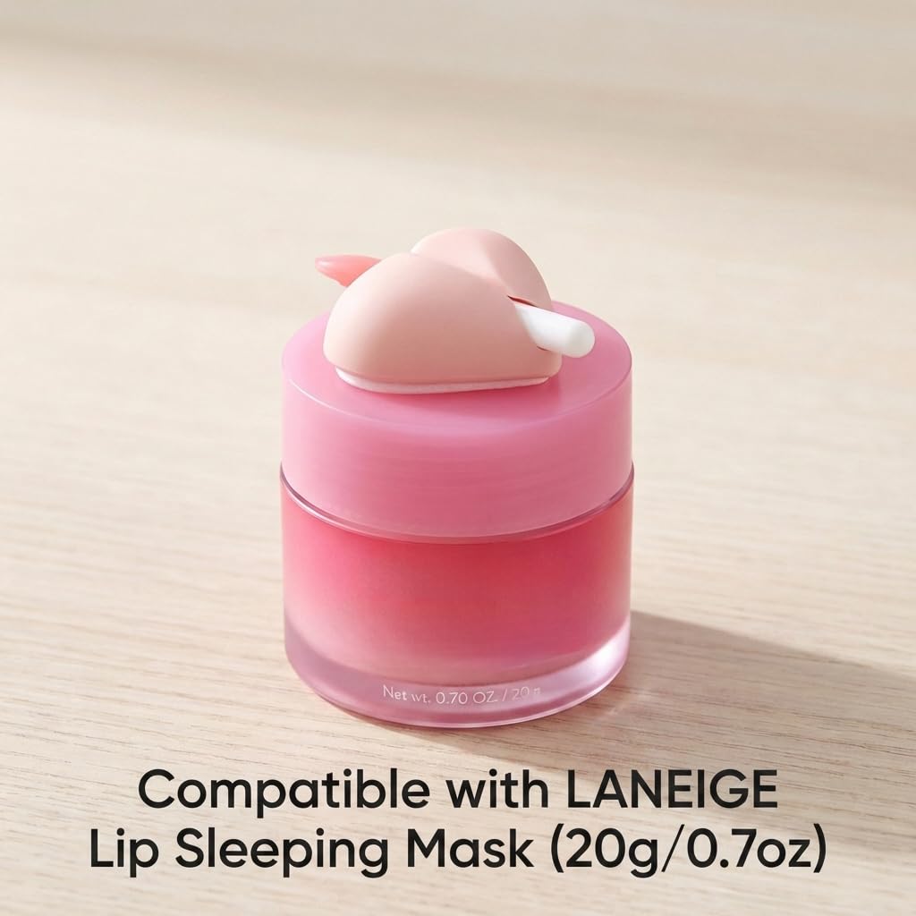 Antique White Veseek Lip Brush Covers,Lip Balm Brush Compatible with LANEIGE Lip Sleeping Mask,Silicone Sleeve Protector for Lip Brushes