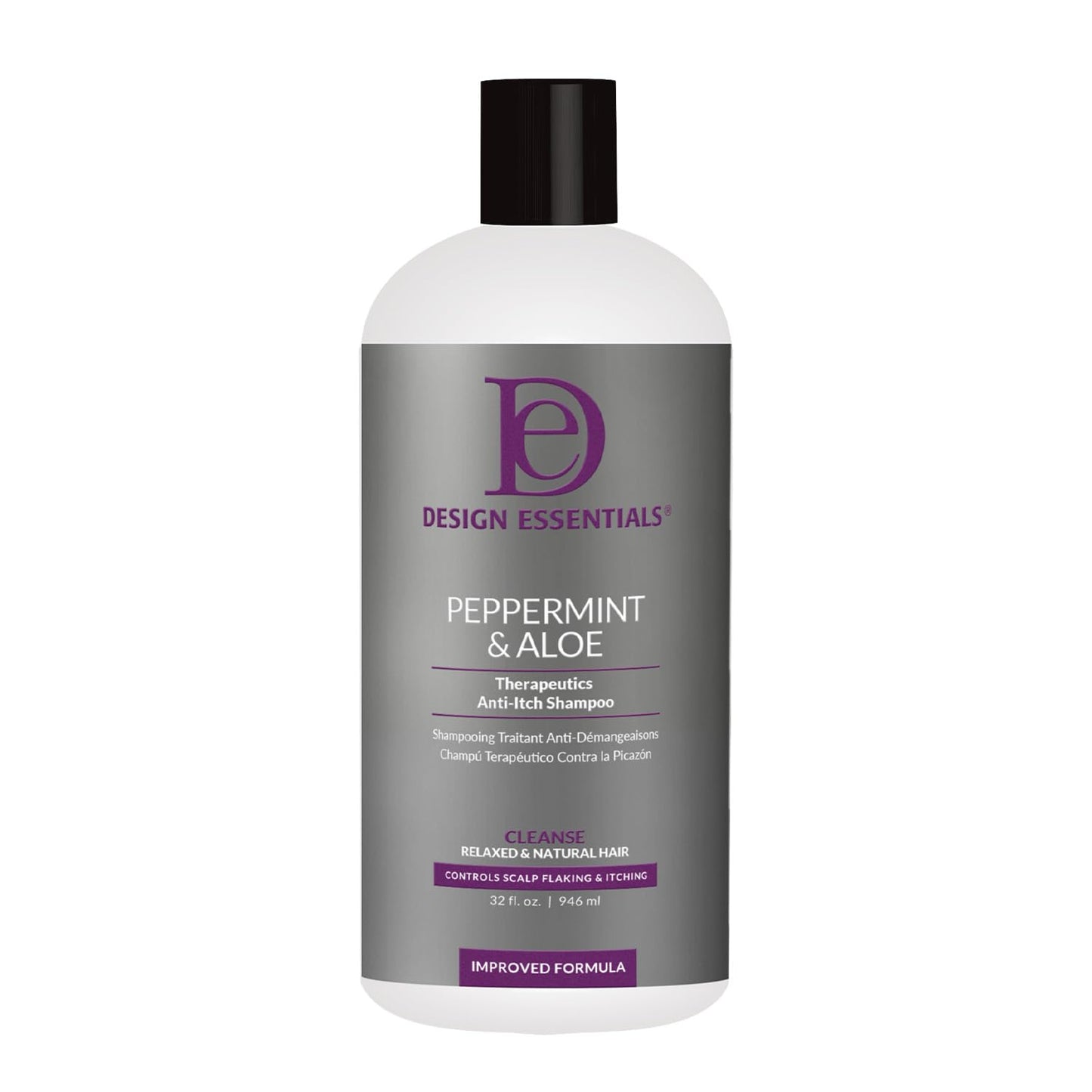 White Smoke Design Essentials Peppermint & Aloe Therapeutics AntiItch Shampoo Control Scalp Flaking & Itching, 32 Fl Oz