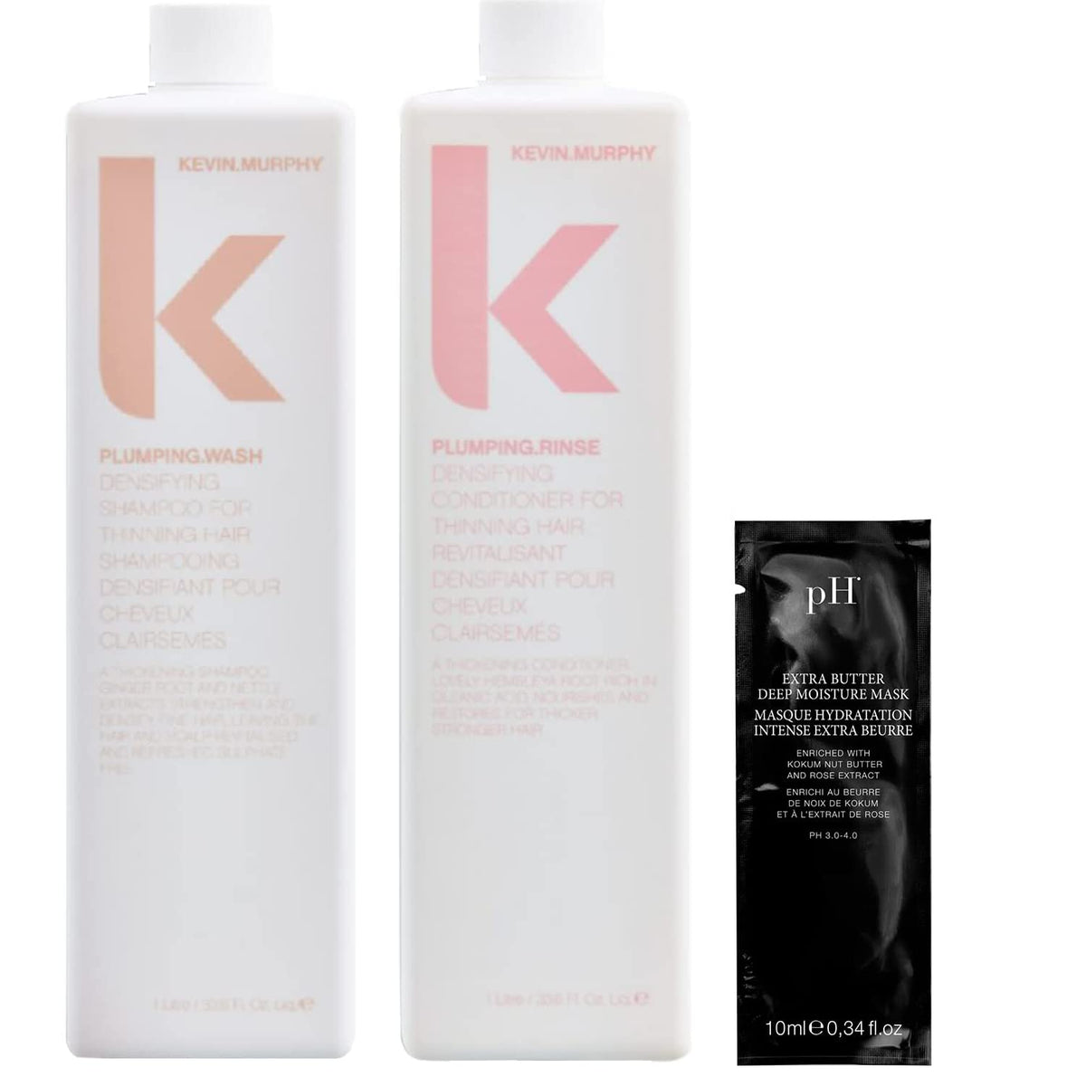 Light Gray KEVIN MURPHY Plumping Wash And Rinse | Set of 2 | 33.8 Fl Oz