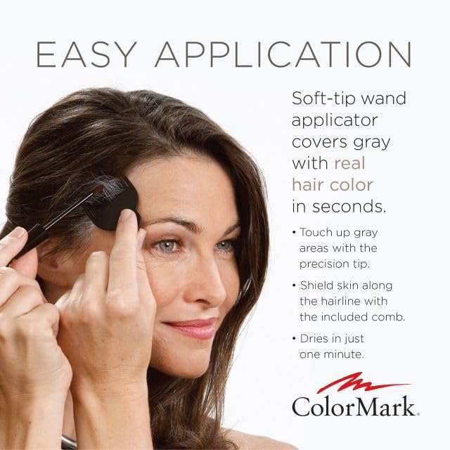 White Smoke ColorMark Pro Rich Black Liquid Gray Root Touch Up Wand Applicator, Real Hair Color