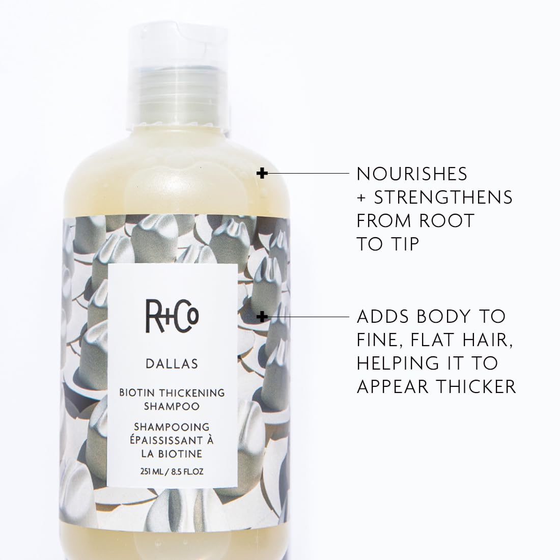 White Smoke R+Co DALLAS Biotin Thickening Shampoo, 1.7 Oz