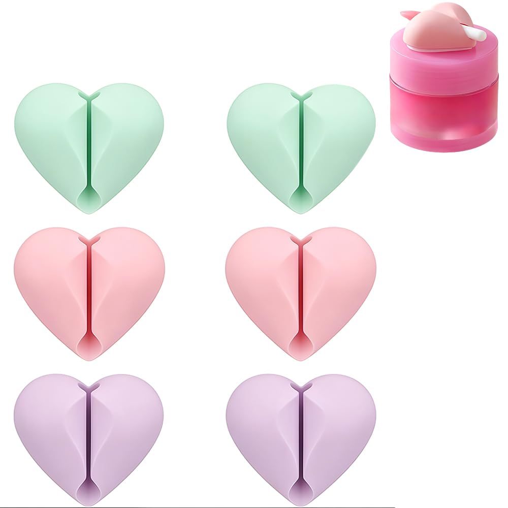White Smoke LIUZONGIN Lip Brush Holder, 6 Pcs Silicone Lip Balm Brush Organizer Compatible with LANEIGE Sleeping Mask, Reusable Brush Sleeve Protector Cover (Green, Pink & Purple)