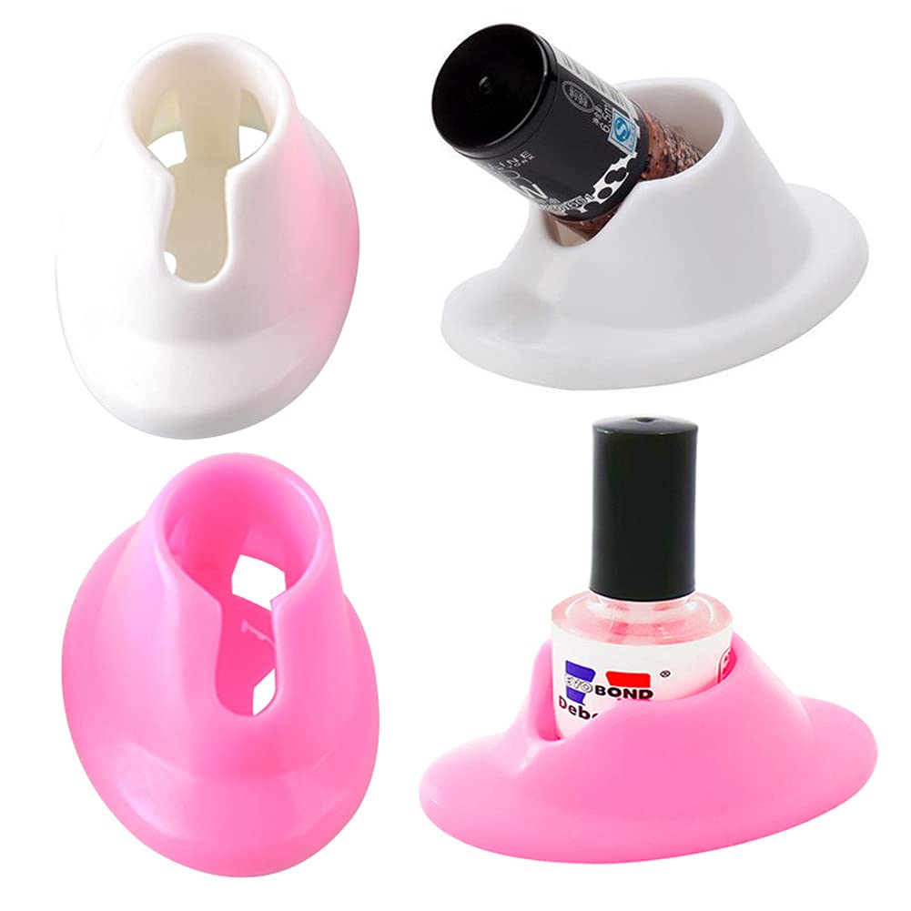 White Smoke SUKPSY 4 Pcs Soft Rubber Nail Polish Bottle Holder Anti-spill Bottle Stand Manicure Display Tools Nail Art Supplies for Nail Organizer Display