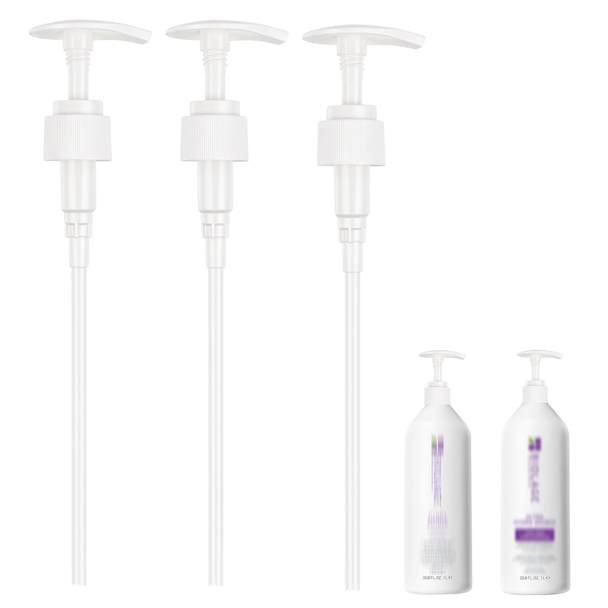 White Smoke 3-Pack Shampoo&Conditioner Liter Pump Compatible with Biolage 33.8oz Bottle