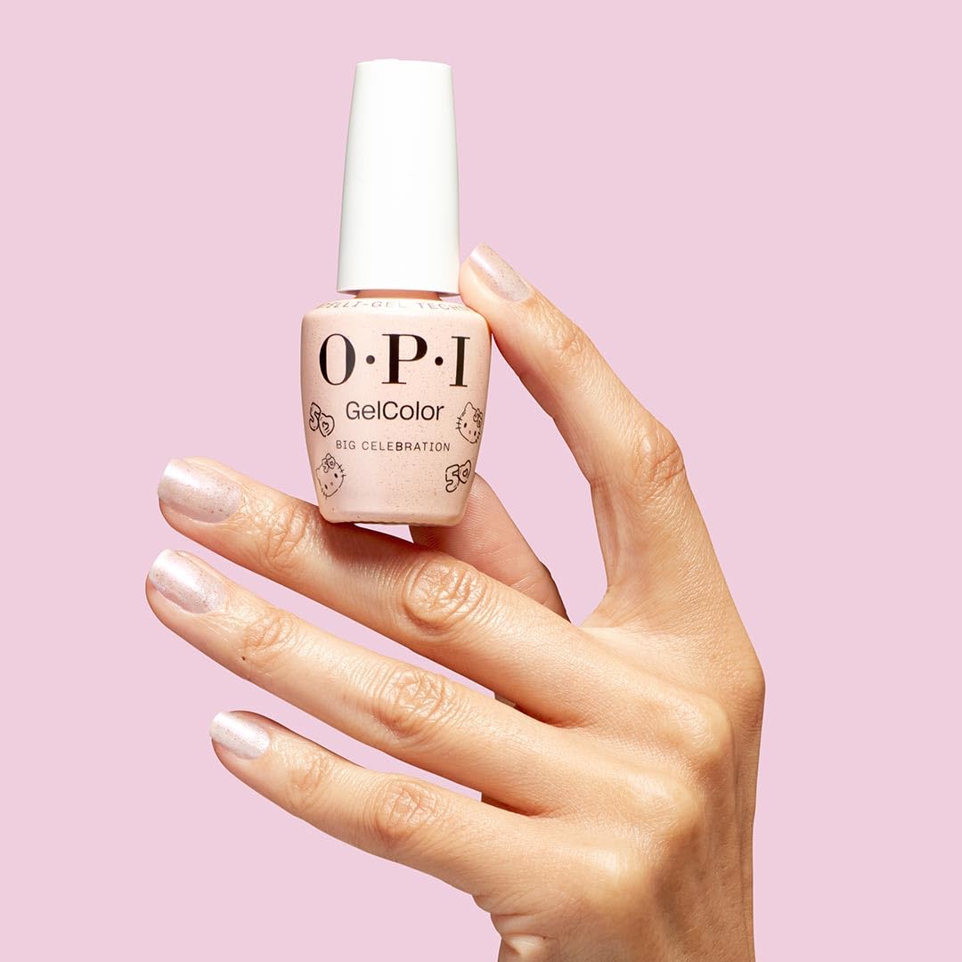 Thistle OPI GelColor Big Celebration | Sheer Soft Neutral Shimmer UV Cure Gel Nail Polish | Hello Kitty Limited Edition Collection