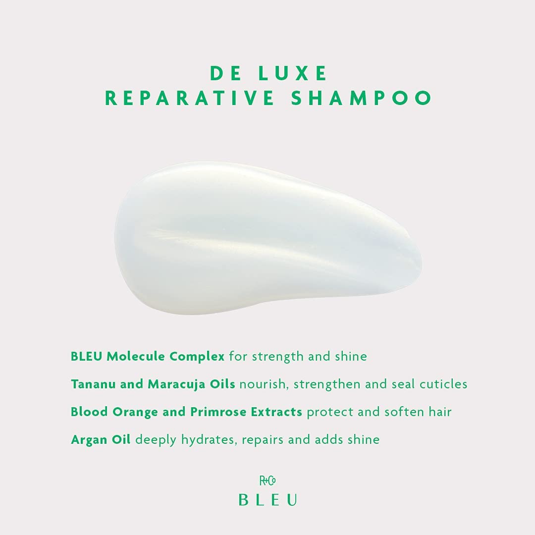 Lavender R+Co BLEU De Luxe Reparative Shampoo and Conditioner Set, 8.5 oz, Pack of 2