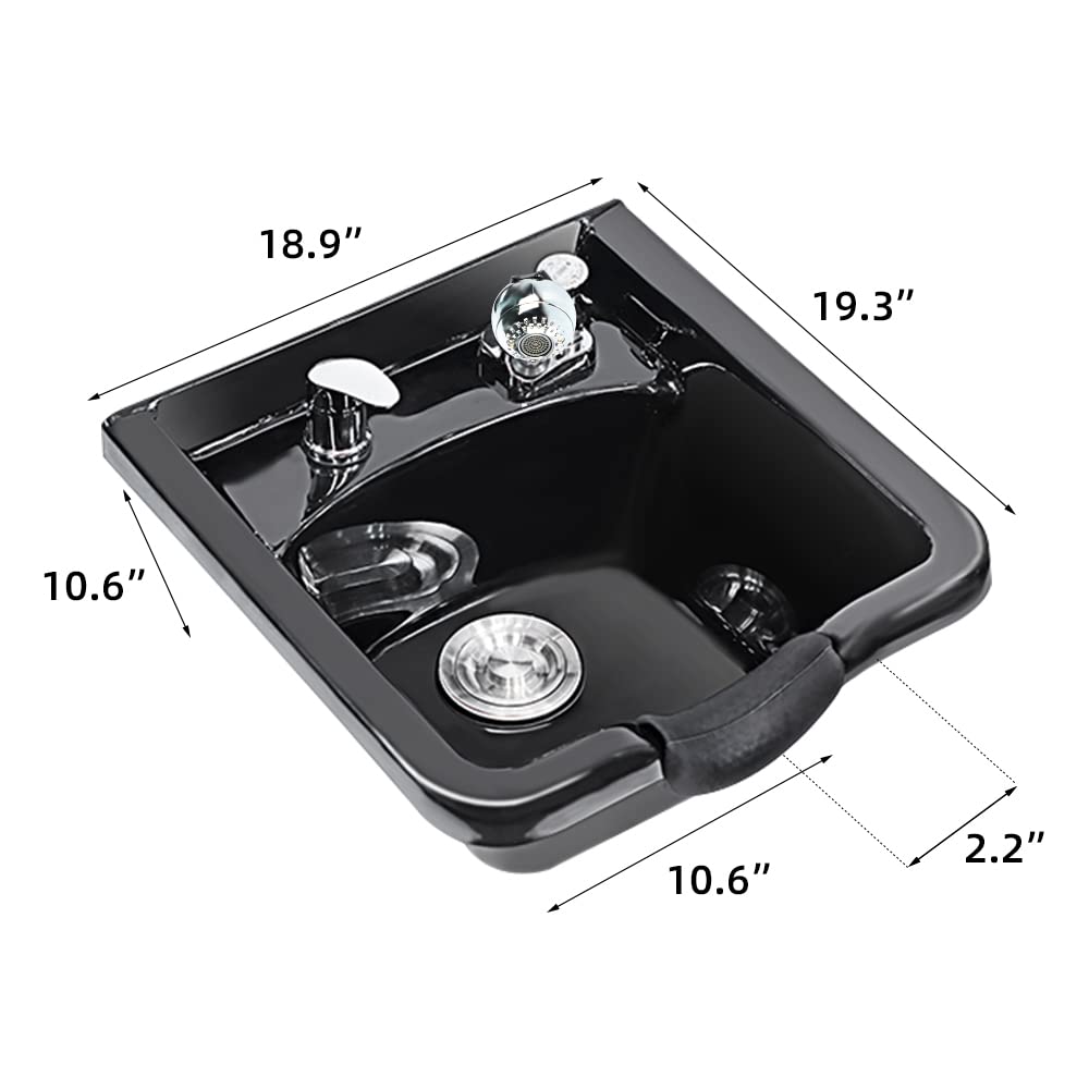 White Smoke Toriexon Shampoo Bowl for Salons, Black ABS Plastic Shampoo Sink for Home, Easy to Clean and Install Salon Shampoo Bowls for Hair Stylist