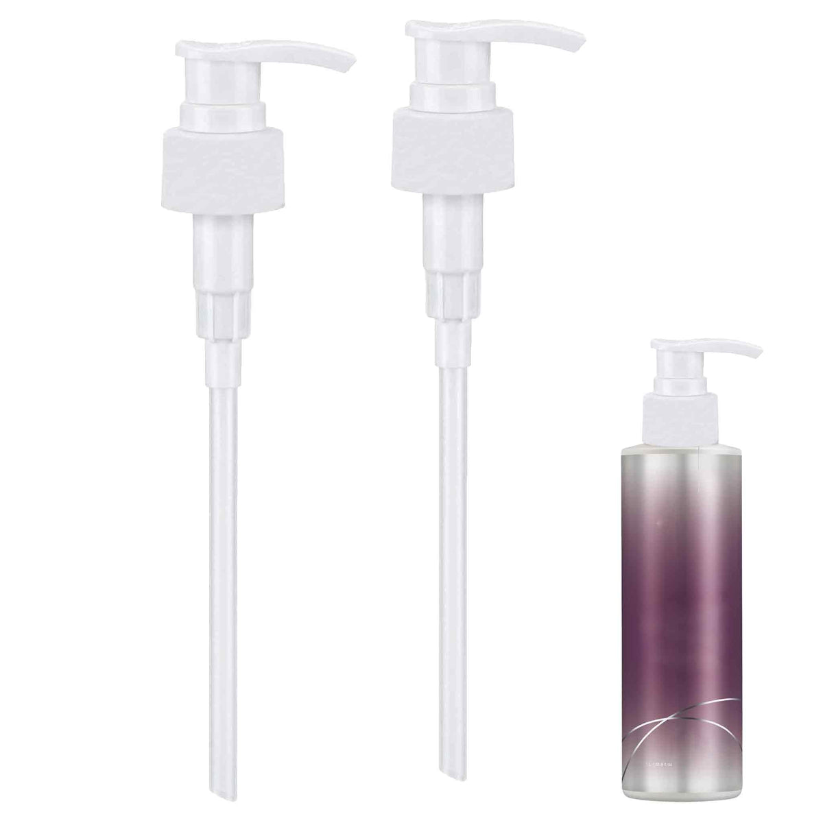 White Smoke 2 Pack Pump Dispenser Compatible with Joico Shampoo and Conditioner 1 L/33.8 Fl Oz Bottle, Liter Pump for Joico Shampoo Purple Clear Twist Lock Dispenser Pump