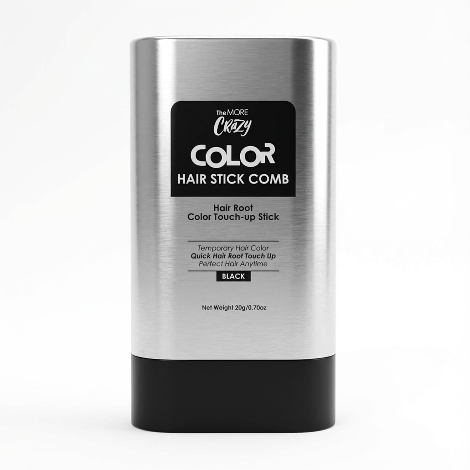 Gray TheMore Crazy 2-in-1 Hair Color Stick with Built-in Comb, Quick Root Touch-Up, Gentle Safe Formula, Long-Lasting Sweat-Proof Smudge-Proof for Women & Men (Black)