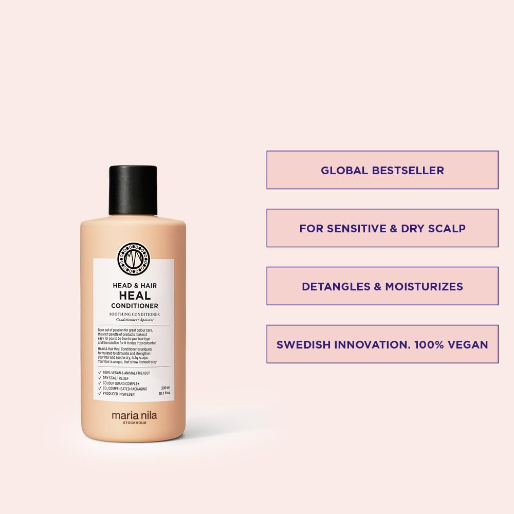 Misty Rose Maria Nila Head & Hair Heal, Soothing Conditioner for Dry & Itchy Scalp, Calming Aloe Vera & Piroctone Olamine Properties Moisturises/Soothes Scalp Preventing Flakiness, 10.1 Fl Oz