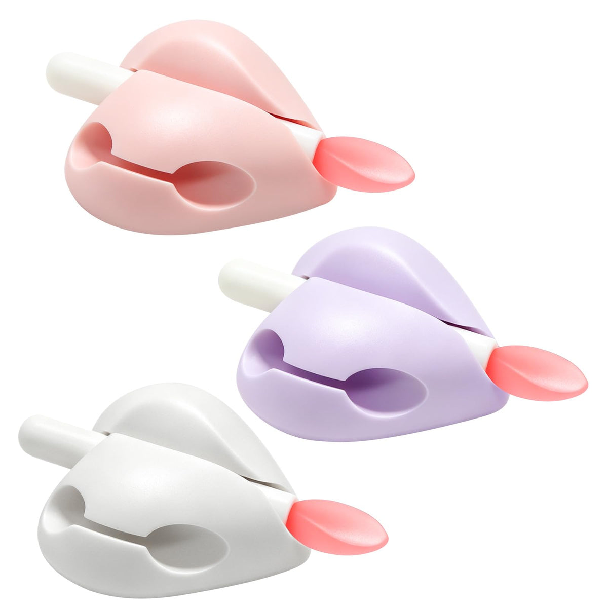 White Smoke 3Pcs Lip Brush Holder Silicone Mask Applicator with Holers & Spatulas, Reusable Protective Organizer for Laneige Lip Balm, Makeup Spatula Sleeve Cover, White Pink Purple