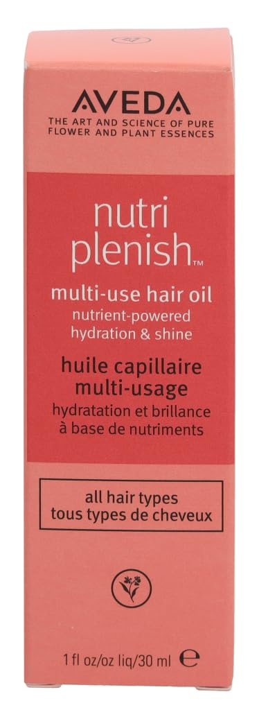 Maroon AVEDA Nutriplenish Multi-Use Hair Oil | Pre-Shampoo Treatment, Styling, Overnight Oil, Leave-In Treatment | Hydrating Hair Oil | 100% Naturally Derived*, 1 Fl Oz