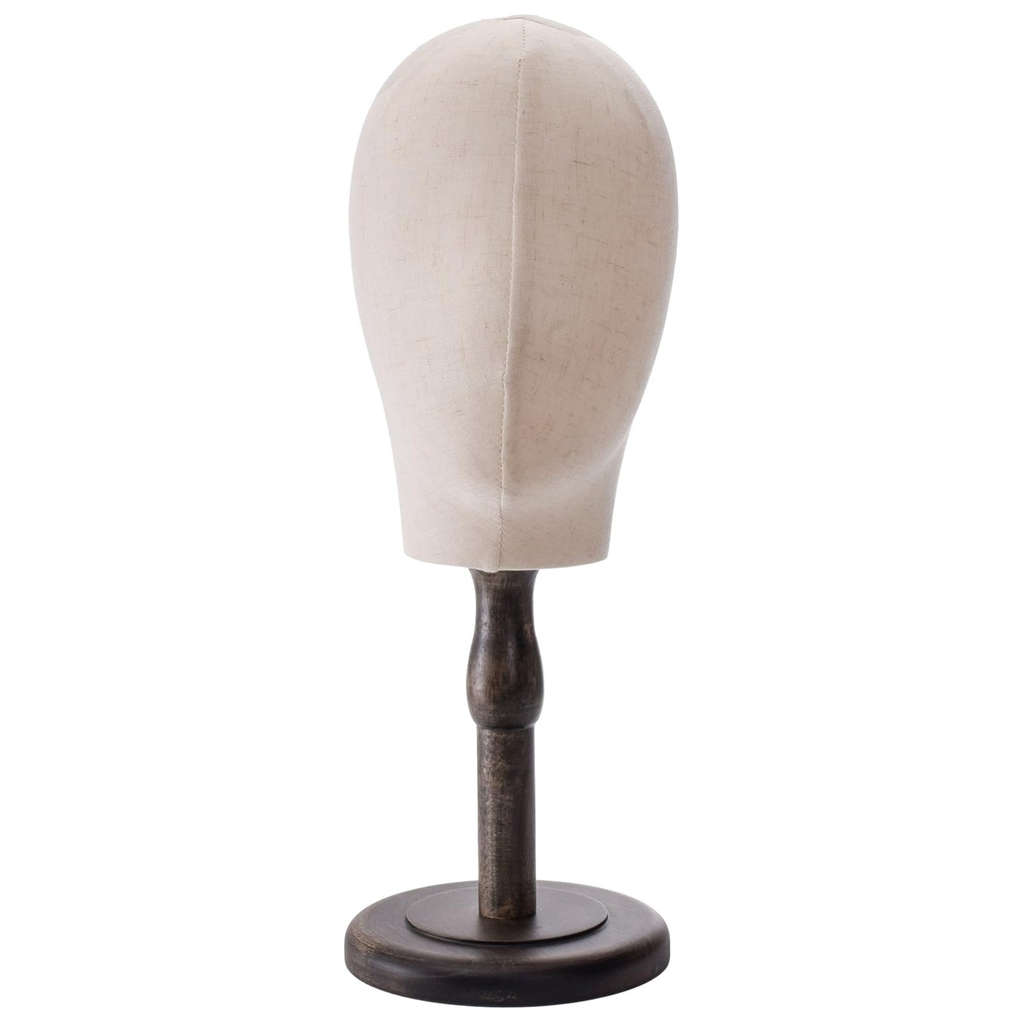 White Smoke Peohud 21 Inch Mannequin Head, Canvas Wig Stand with Head, Linen Dome Model Head with Detachable Wood Stand for Hats, Caps, Headdress, Wig Making, Headband Display