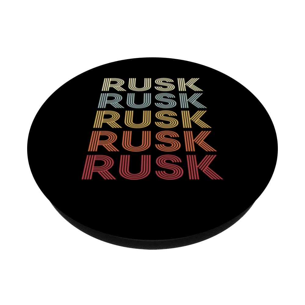 Black Rusk Texas Rusk TX Retro Vintage Text PopSockets Swappable PopGrip