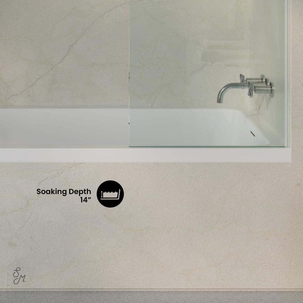 Dark Gray Swiss Madison Voltaire 72 x 36 Right Drain Soaking Alcove Bathtub in Glossy White with Integrated Armrest