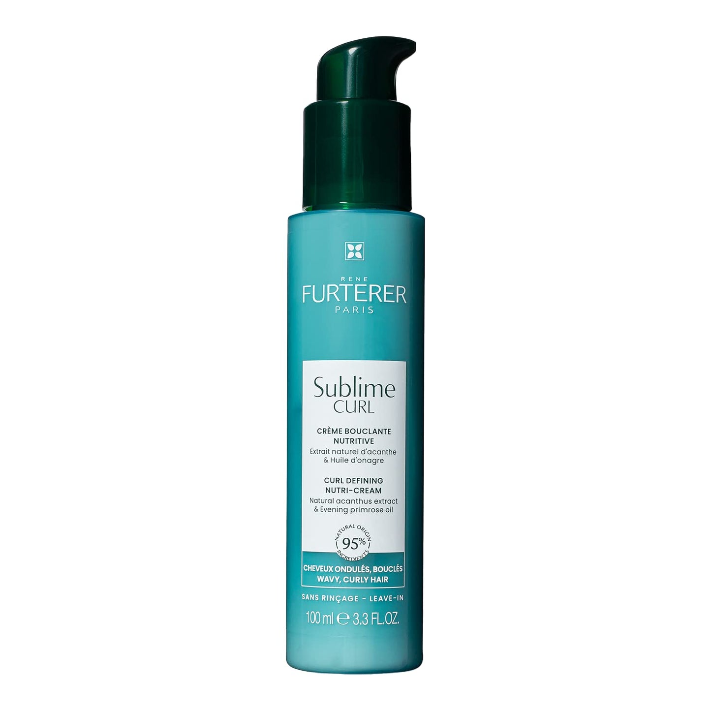White Smoke René Furterer SUBLIME CURL Curl Nutri-Activating Cream - For Curly, Wavy Hair - Curl Enhancing Leave-In - Humidity & Frizz Control - 3.3 fl. oz.