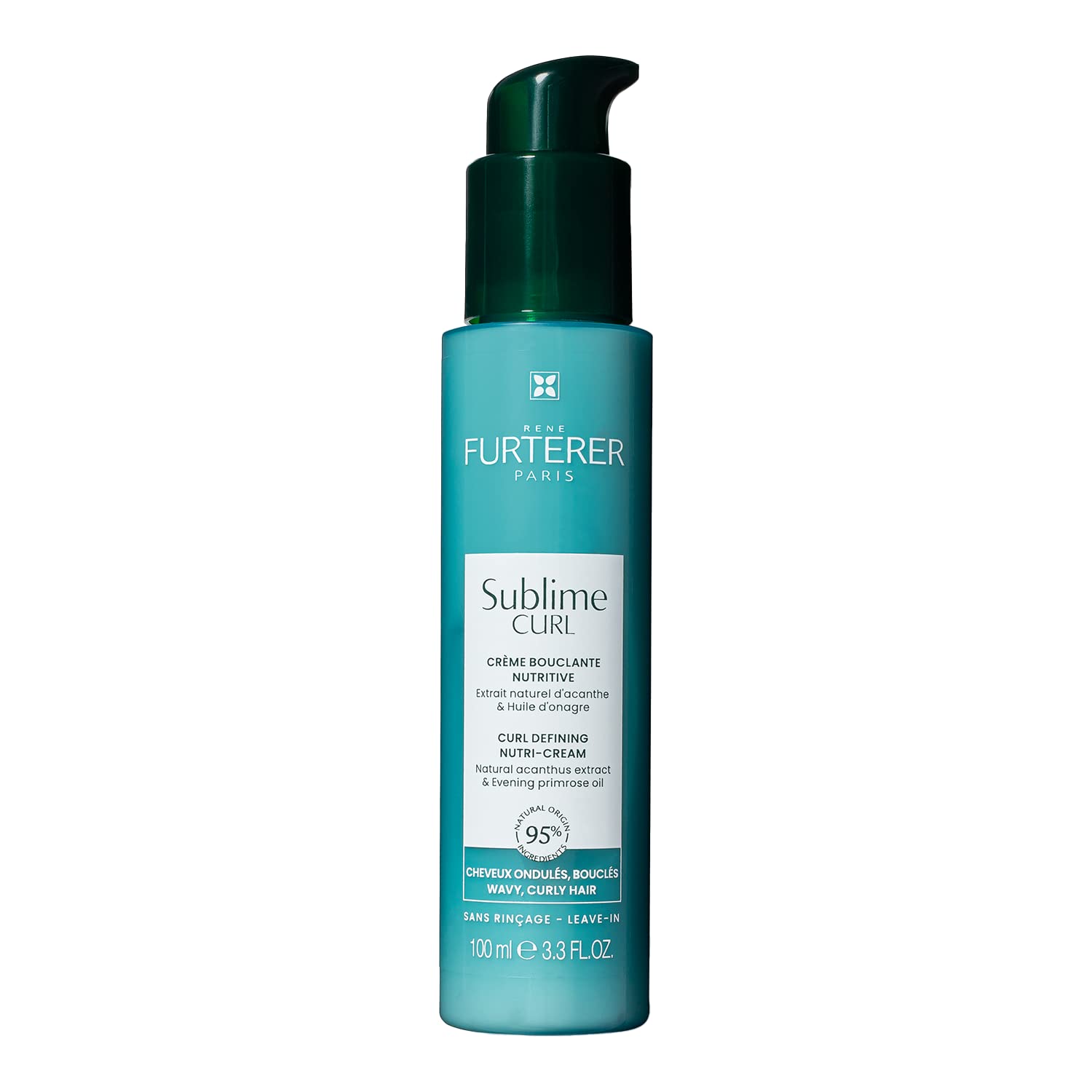 White Smoke René Furterer SUBLIME CURL Curl Nutri-Activating Cream - For Curly, Wavy Hair - Curl Enhancing Leave-In - Humidity & Frizz Control - 3.3 fl. oz.