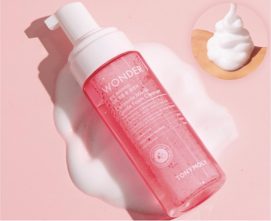 Pink TONYMOLY Wonder Ceramide Mochi Foam Cleanser - Ceramides, Cica