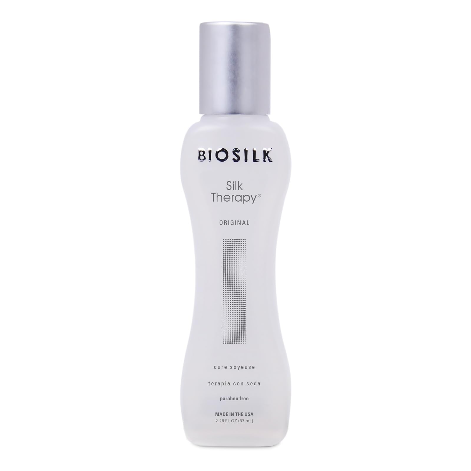 Light Gray BioSilk Silk Therapy Original, Reconstructing Leave-In Hair Treatment, Adds Shine, Smooths & Prevents Split Ends, Sulfate-Free, Paraben-Free, Cruelty-Free, 2.26 Oz