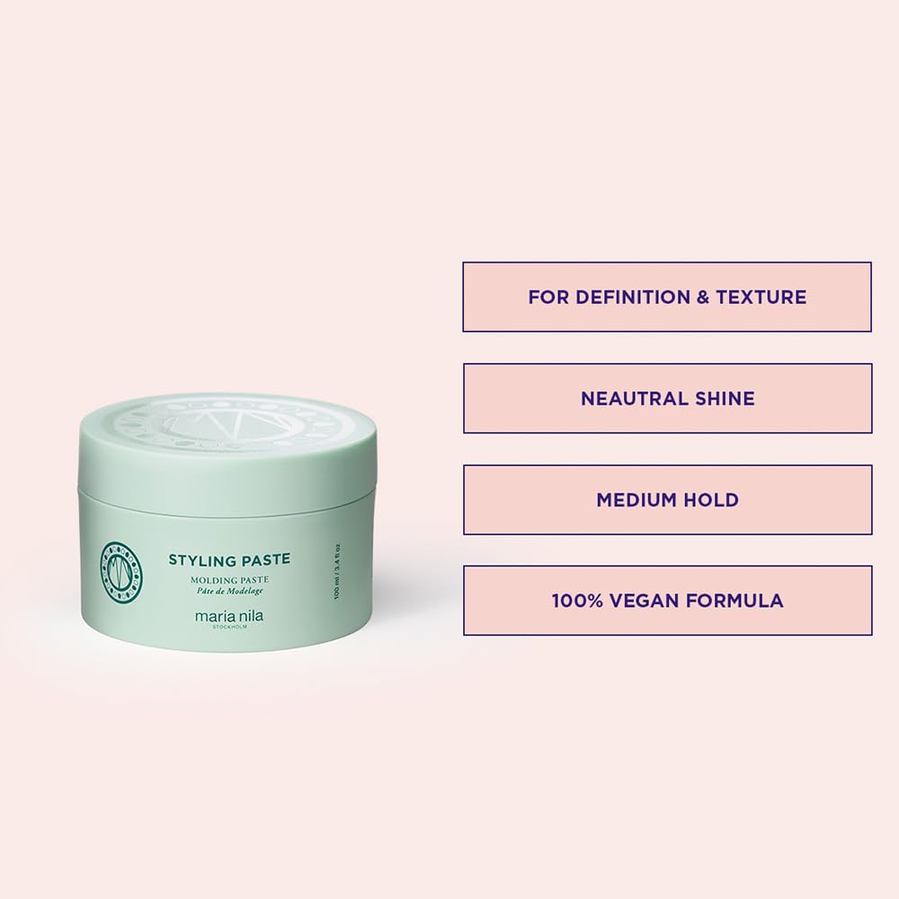 Misty Rose Maria Nila Styling Paste, 100 ml, Hold 2/5, Thickening & Flexible Molding Paste, Ideal for both long and short hair, 100% Vegan