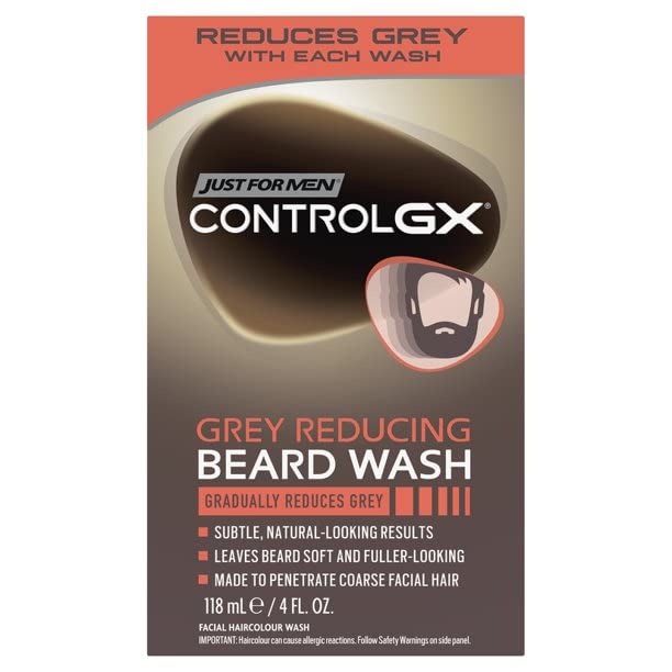 Dark Slate Gray Just for Men Control GX Grey Reducing Beard Wash with Keratin, 4 Fl Oz (Packaging May Vary) - 6 Pack