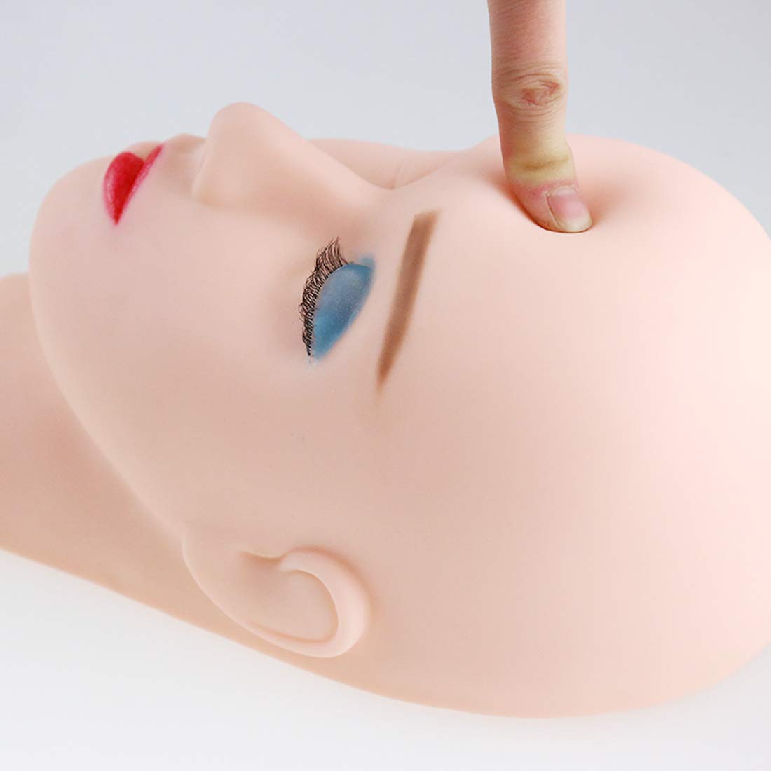 Tan Foraineam 4-Pack Practice Training Head Rubber Cosmetology Mannequin Doll Face Head For Eyelashes Makeup Massage Practice
