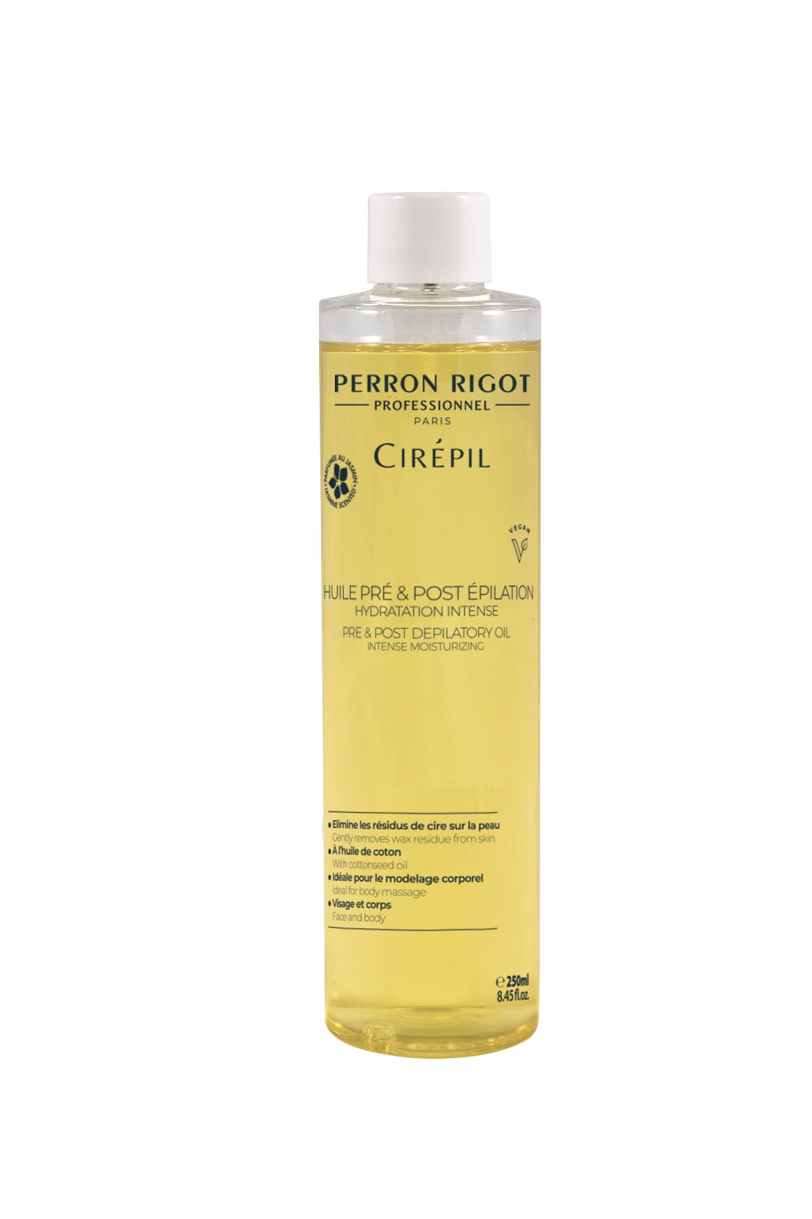 Light Goldenrod Cirepil - Pre & Post Depilatory Oil - Protects Skin for Comfortable Waxing & Removes Wax Residue - Soothing Jasmine Scented Formula - Professional Oil Bottle, 250ml