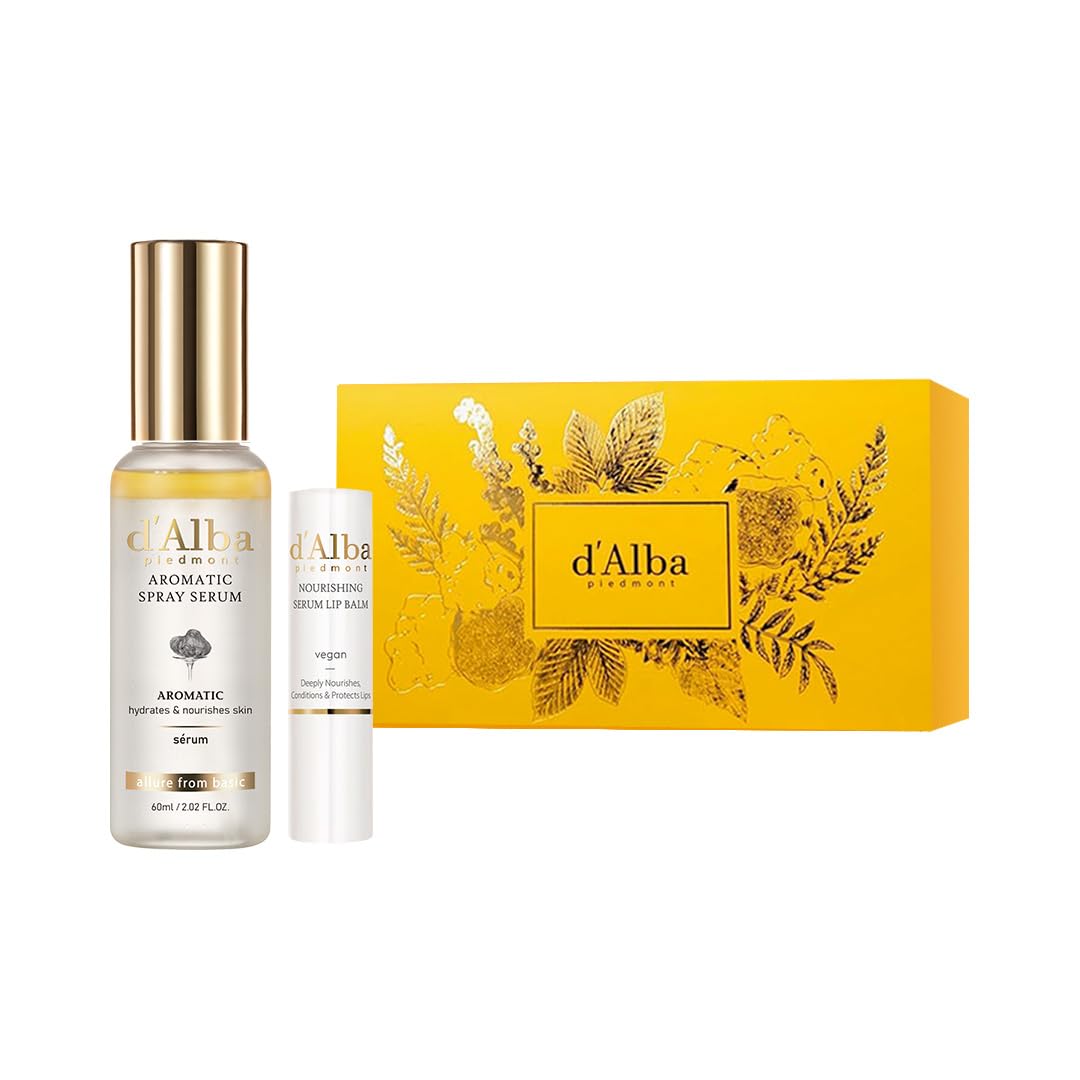 White Smoke d'alba Piedmont White Truffle Vegan Gift Set, First Aromatic Spray Serum and Nourishing Lip Balm 35g – Deep Hydration & Antioxidant Care, Vegan Facial Mist & Lip Treatment Duo, Hypoallergenic