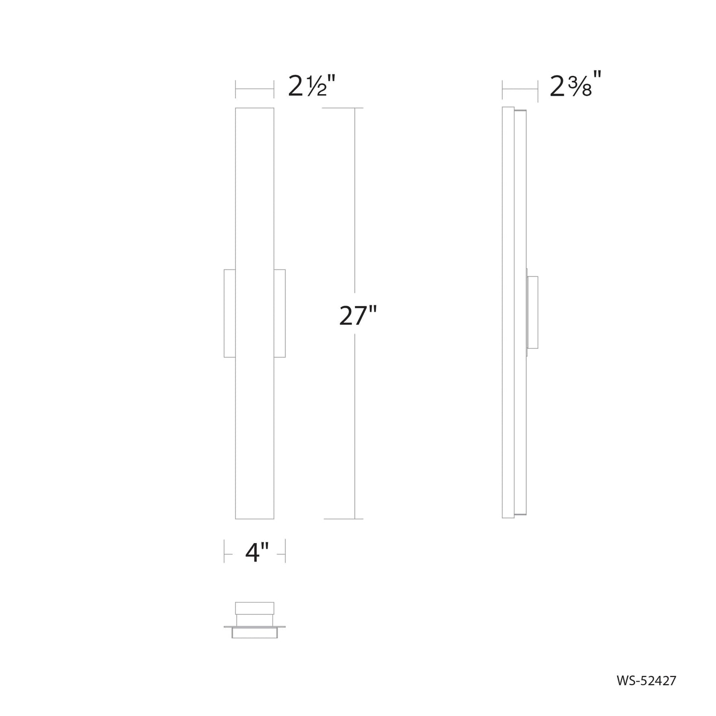White Smoke Modern Forms Lanza 27in LED Bath Vanity & Wall Light 3000K in Black