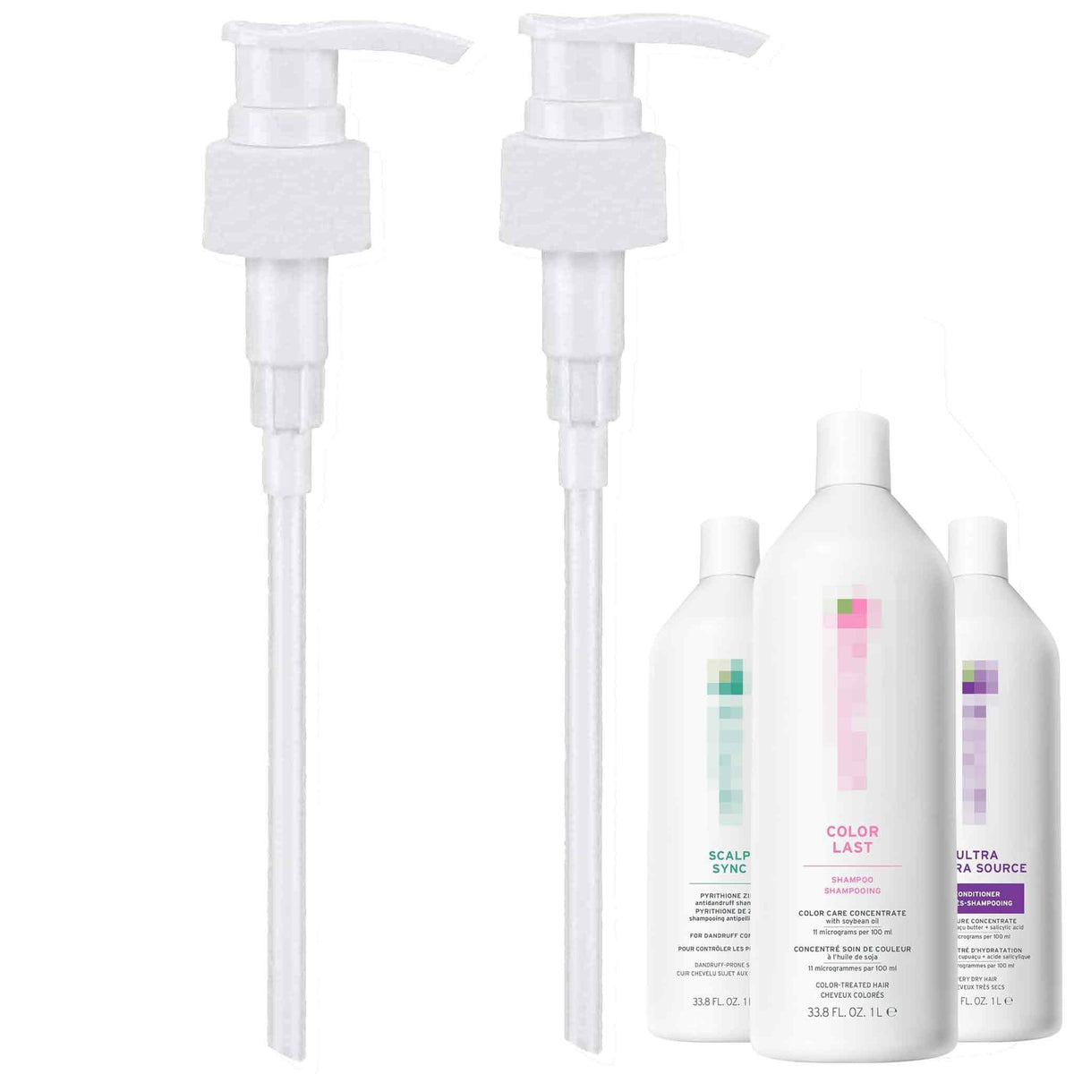 White Smoke 2 Pack Liter Pump for Biolage Shampoo and Conditioner 33.8 oz Bottles, Liter Pump for Biolage, Dispensing Pump for Shampoo 1 L/33.8 Fl Oz Bottle Pumps Dispenser