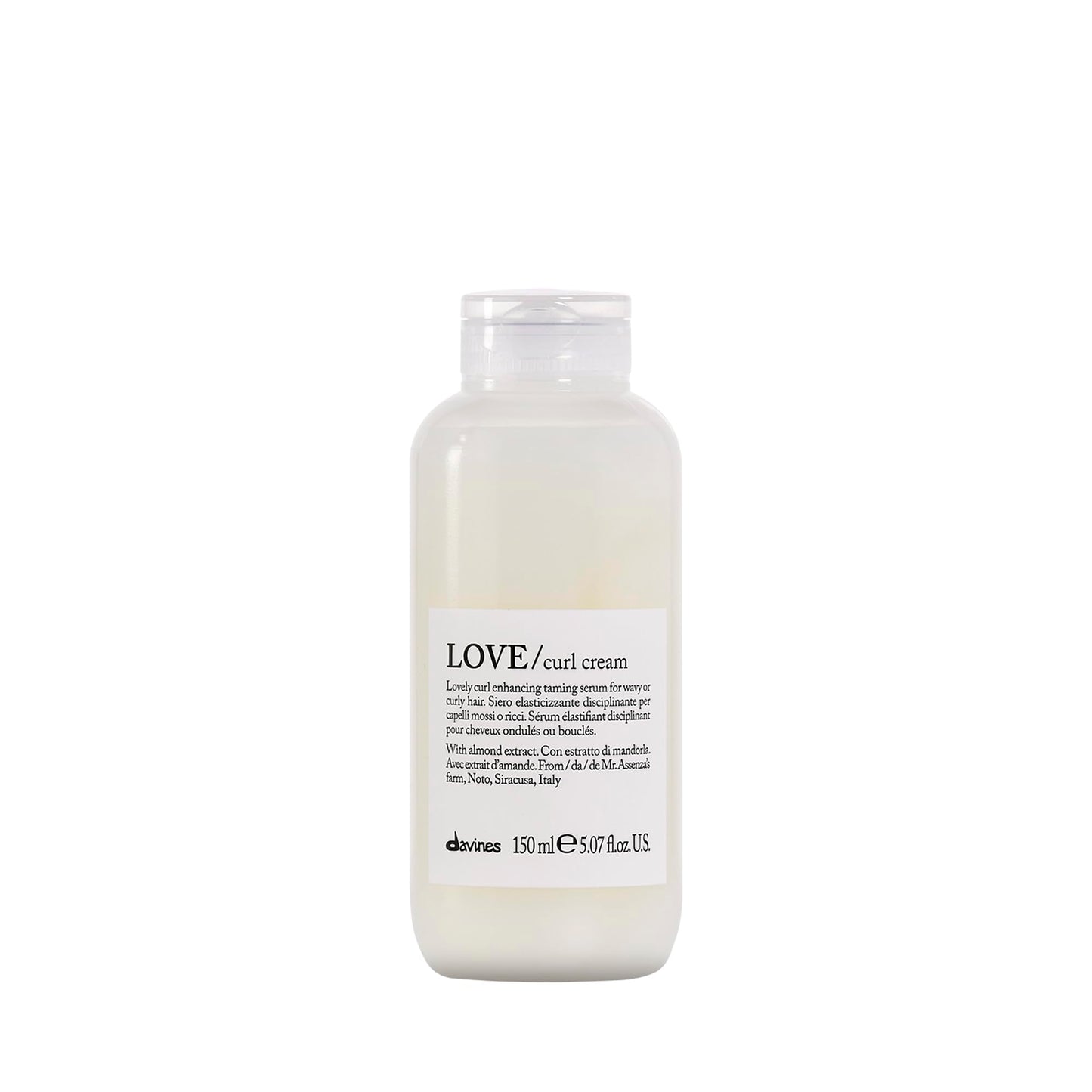 Light Gray Davines LOVE Curl Cream, Lightweight Leave-On Serum for Wavy and Curly Hair - Defines Curls for Better Softness & Shine without Leaving Residue with Almond Extract, 5.07 Fl Oz