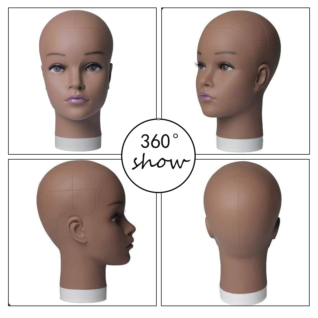 White Smoke HAIRWAY Mannequin Head Female Mannequin Head Stand Cosmetology Mannequin Head for Wigs Manikin Doll Mannequin Head for Wigs Making and Display with Free T-pins (Brown, 21.5inch)