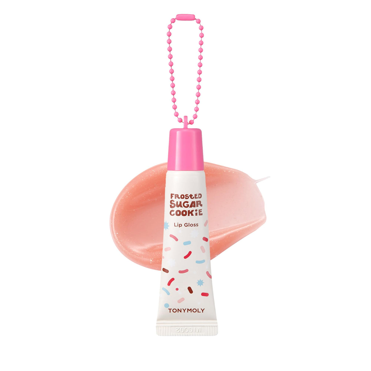 White Smoke TONYMOLY Frosted Sugar Cookie Lip Gloss Keychain - Apricot Tint, 11ml