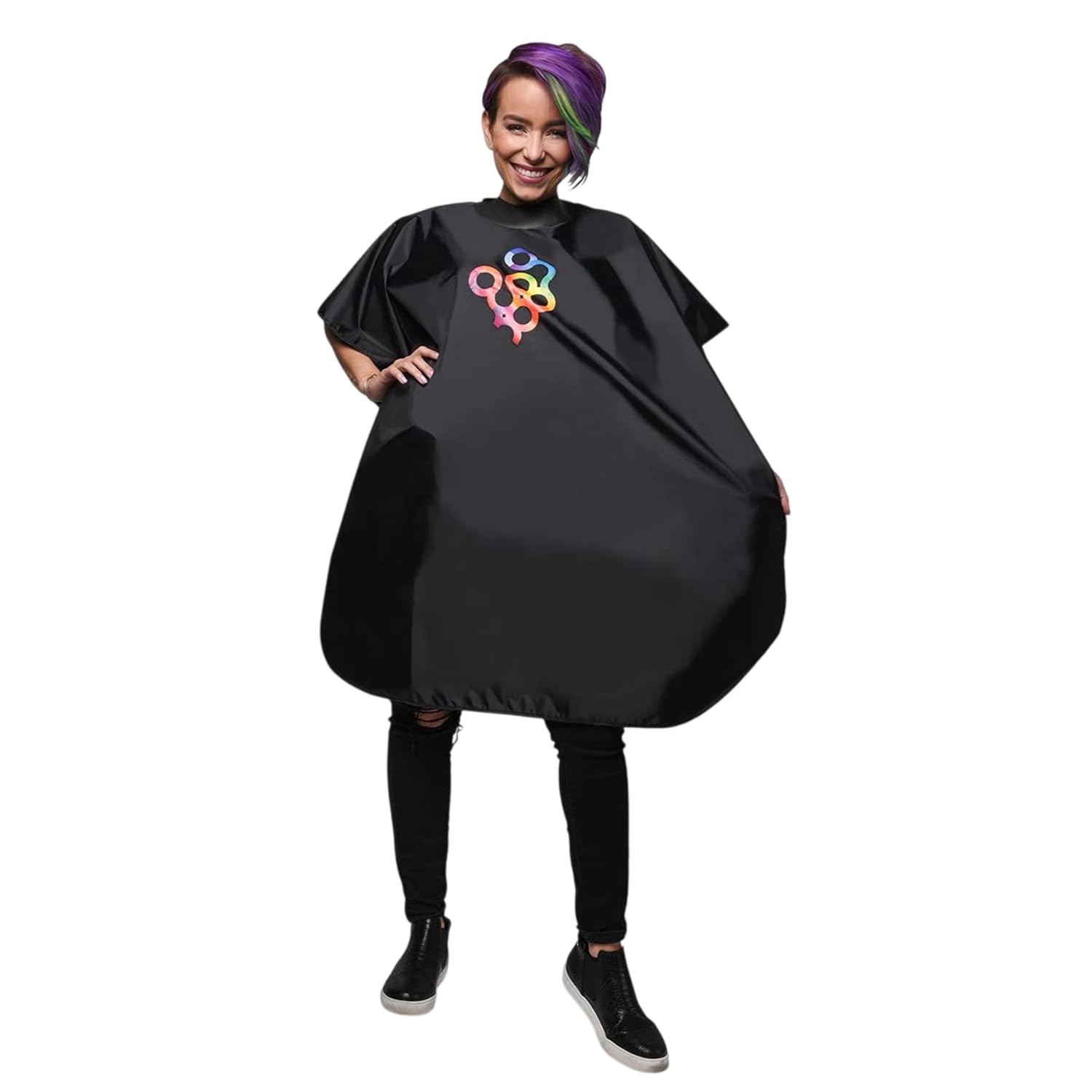 White Smoke FRAMAR Black Salon Cape – Shampoo Hair Cape, Salon Color Capes, Chemical Capes For Hairstylist, Hair Dressers Drape, Cosmetology Supplies, Barber Supplies - Snap Closure & Rubberized