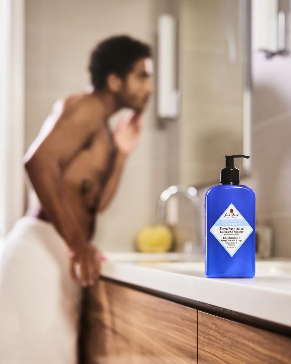 Tan Jack Black Turbo Body Lotion for Men, Energizing Gel Moisturizer