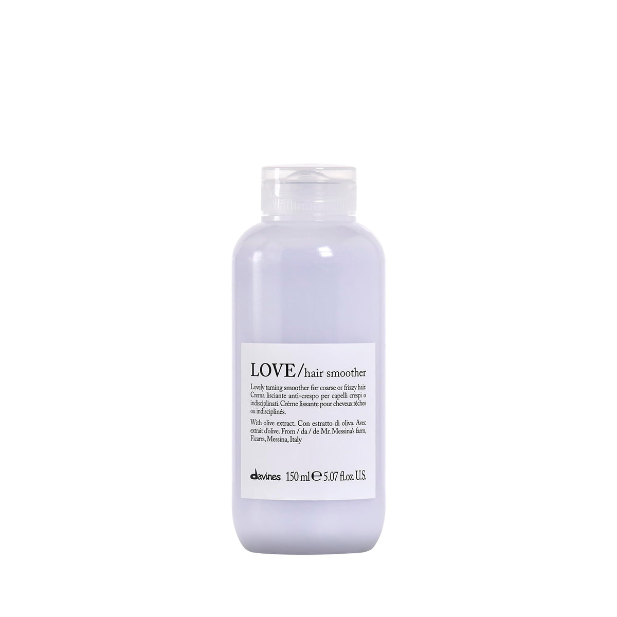 Light Gray Davines LOVE Hair Smoother, Leave-On Cream To Smooth Frizzy, Unruly Or Wavy Hair Weightlessly, 5.07 Fl. Oz.