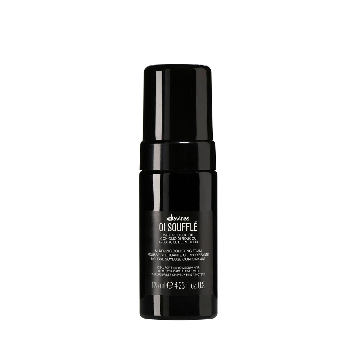 Black Davines OI Souffle Silkening Bodifying Foam, Heat Protectant Rich Leave-In