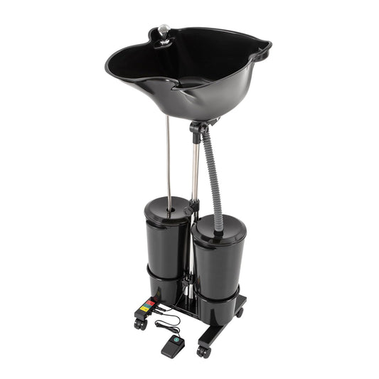 White Smoke GDAE10 Portable Shampoo Bowl with Electric Pump, Hair Washing Station for Home & Barber Use, Portable Sink for Washing Hair with Dual-Bucket Design, Height Adjustable