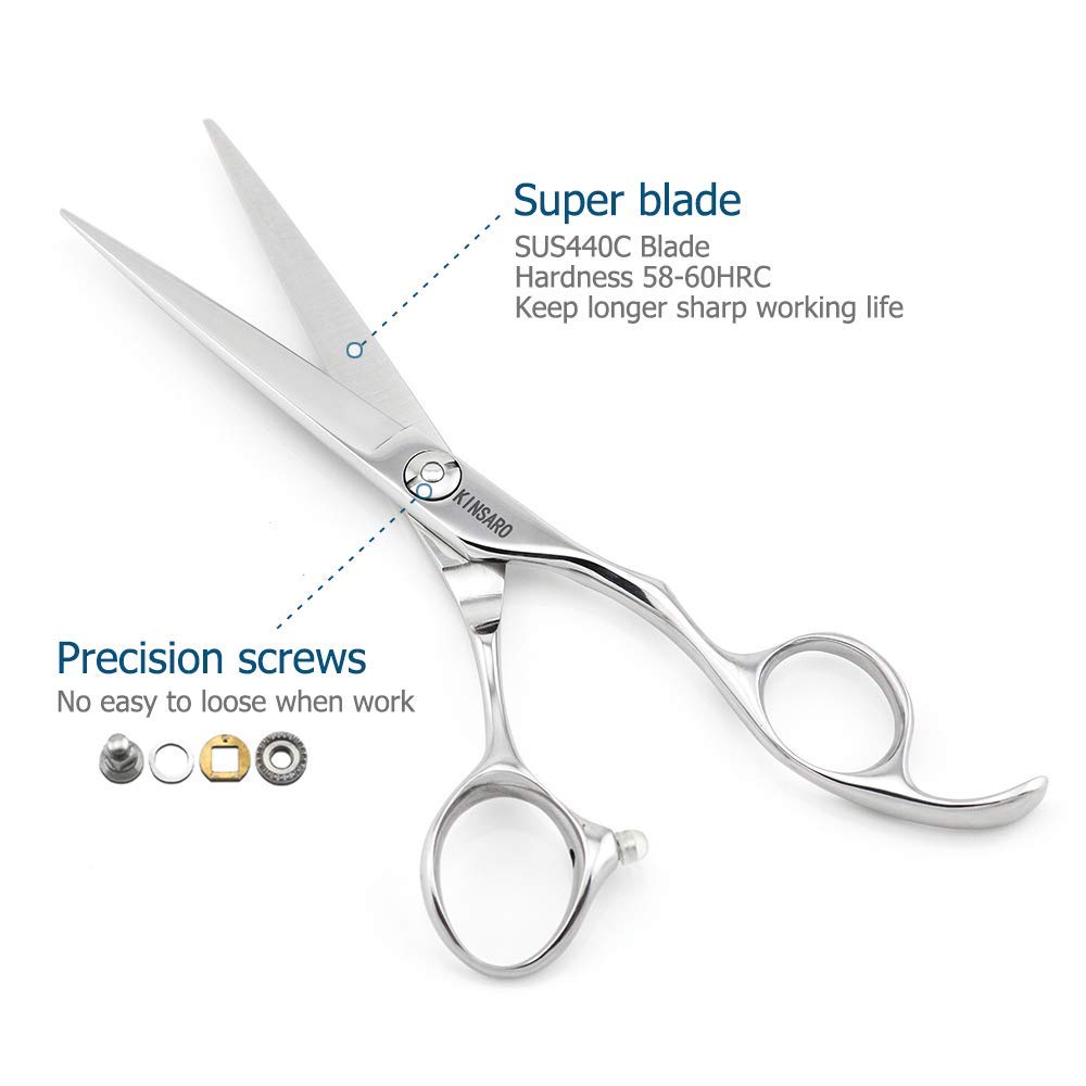 White Smoke 6 Inch Professional Hair Scissors Professional 440C Stainless Steel Hair Cutting Scissors – Hand-Sharpened Japanese Blades, Ergonomic Handle, Ultra-Sharp Barber Shears for Thick Hair & Dog Grooming