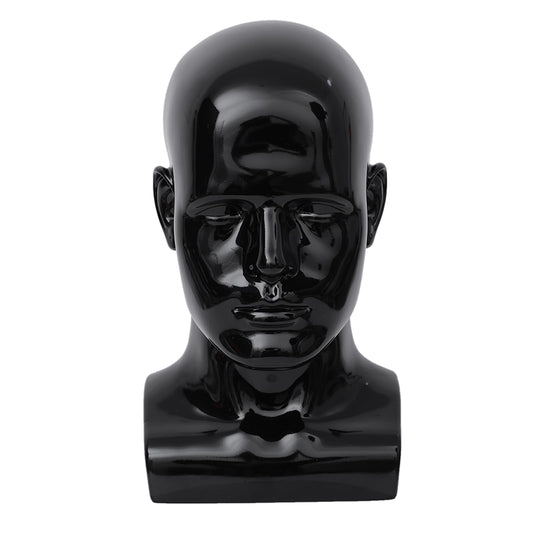 Black BLTYXT PVC Male Mannequin Head Professional Manikin Training Head for Display Headphone Game Console Hats Wigs Jewellery Glasses Facemask Caps Model Head (L90LH)