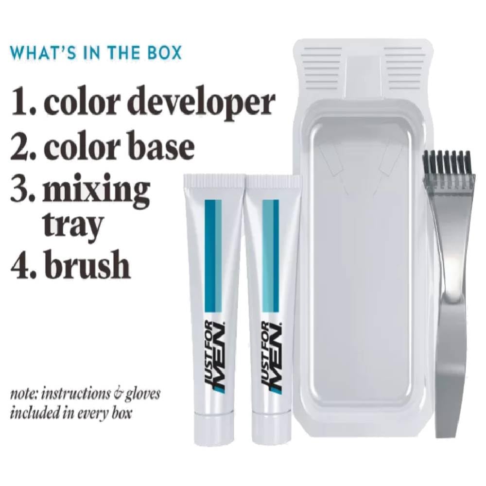 White Smoke JUST FOR MEN Color Gel Mustache & Beard M-55 Real Black 1 Each (Pack of 6)