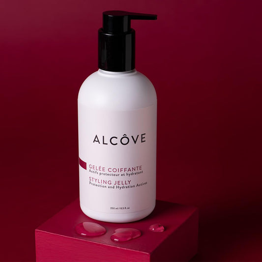 Dark Red Alcôve - Styling Jelly - Versatile Styling Product - Light Hold - Define Curls - All Hair Types - No Residue - Anti-frizz - Heat Protection - Mango Extract and Shea Butter - Color-Safe - 8.5 oz