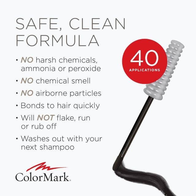 White Smoke ColorMark Pro Rich Black Liquid Gray Root Touch Up Wand Applicator, Real Hair Color
