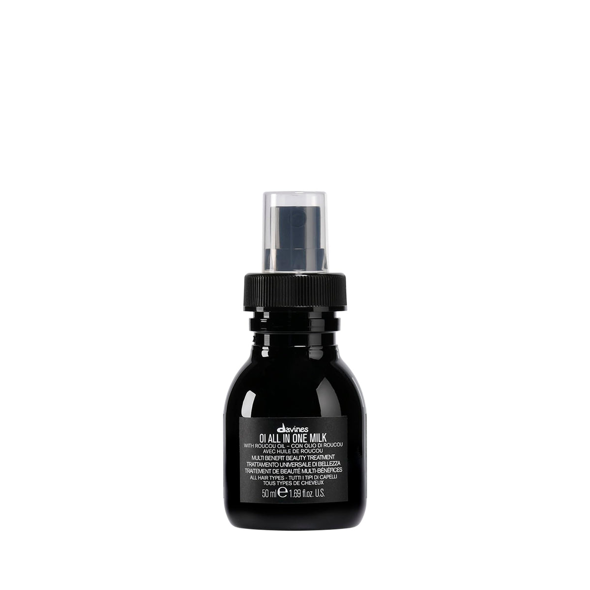 Black Davines OI All In One Milk, Detangling Leave-In Conditioner Spray, 1.7 oz