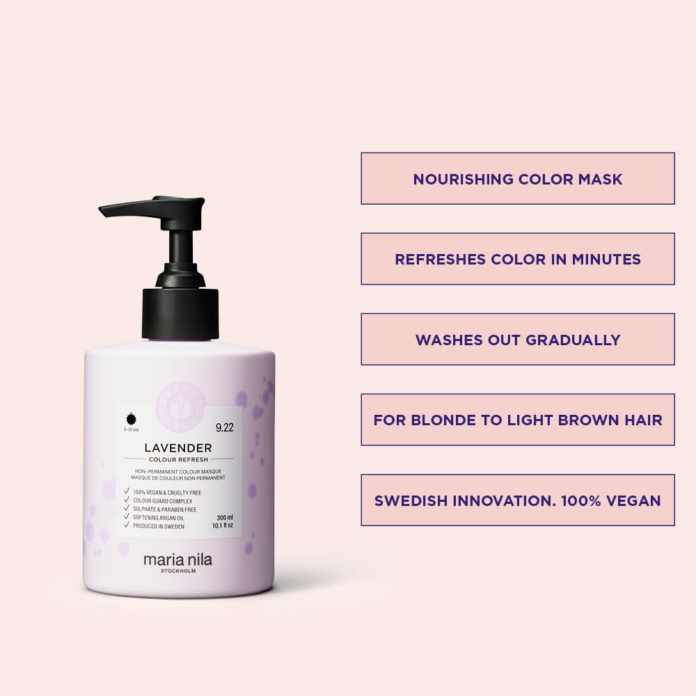 Misty Rose Maria Nila Color Refresh, Lavender 10.1 Fl Oz, Purple/Lavender Hair Mask, Semi-Permanent Pigments, 100% Vegan & Sulfate/Paraben free